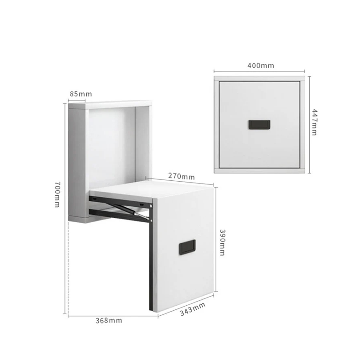 Multipurpose Wall-Mounted Folding Chair With Wooden Finish - White Frame