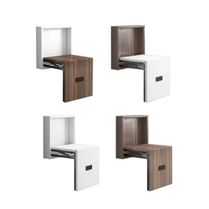 Multipurpose Wall-Mounted Folding Chair With Wooden Finish - White Frame