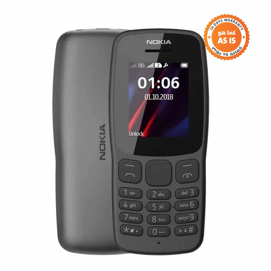 Nokia 106 TA -1114 4MB RAM 2G Dual Sim - هاتف محمول - رمادي غامق - (AS-IS)