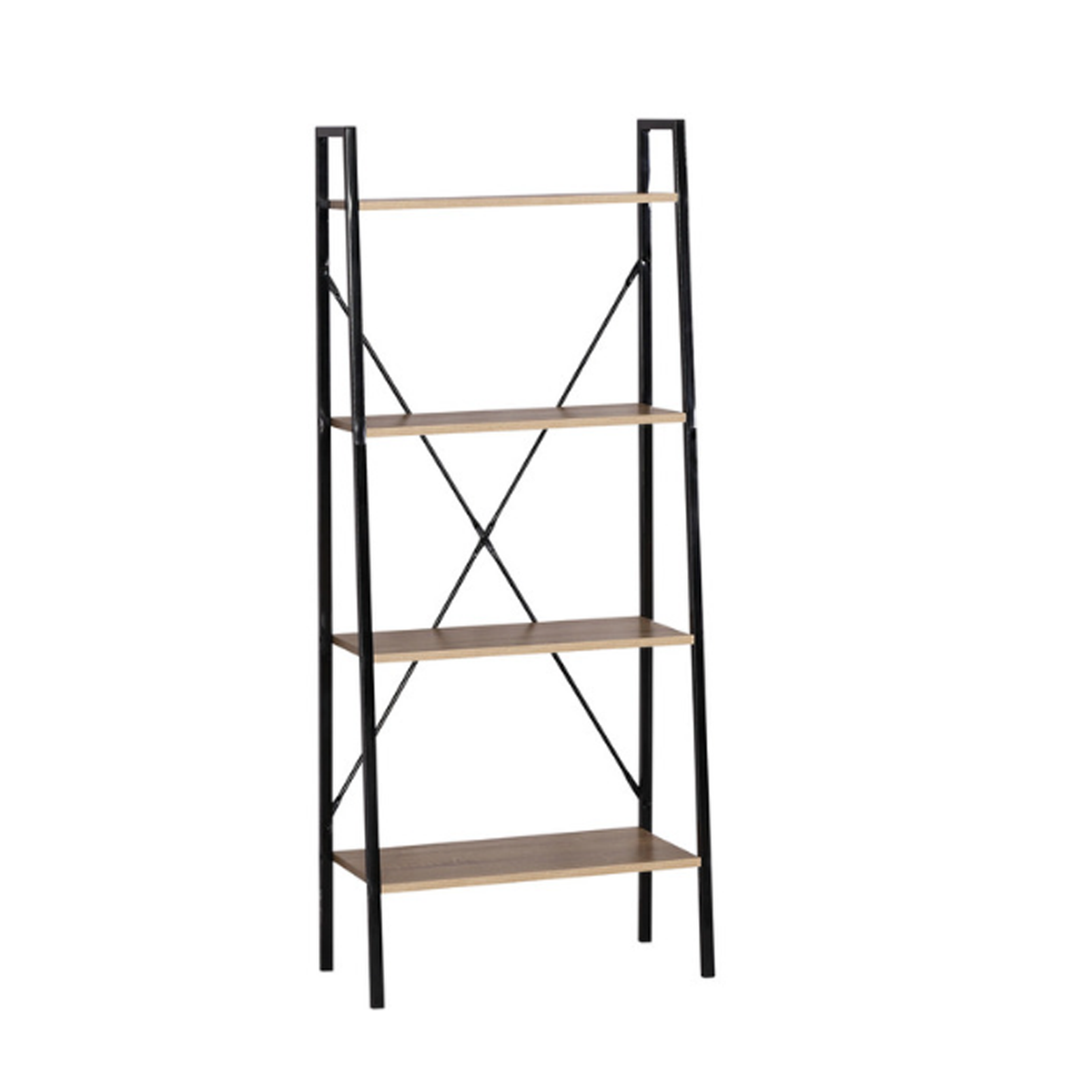 Nevis 4-Tier Shelf Organizer for Home and Kitchen – Oak & Black - 600 × 325 × 1480 mm