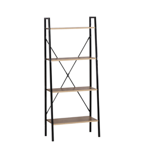 Nevis 4-Tier Shelf Organizer for Home and Kitchen – Oak & Black - 600 × 325 × 1480 mm