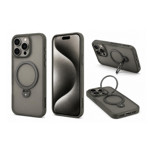 Spectre Stealth Case For iPhone 15 Pro With Kick Stand - Titanium Gray
