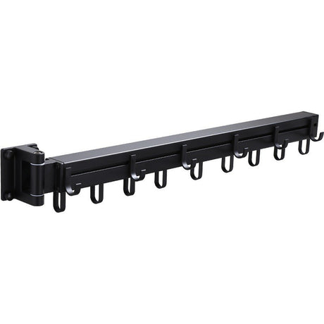 منشفة ملابس معدنية مثبتة على الحائط قابلة للطي ثلاثية الطبقات مع قضيب امتداد، تصميم دفع وسحب، دوران 180°، وتركيب بدون حفر