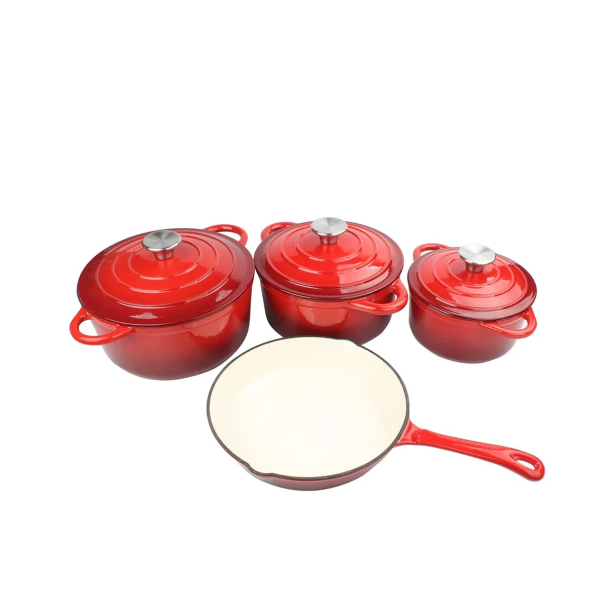 OSFE Cast Iron Cookware Set 7 Pcs - Red