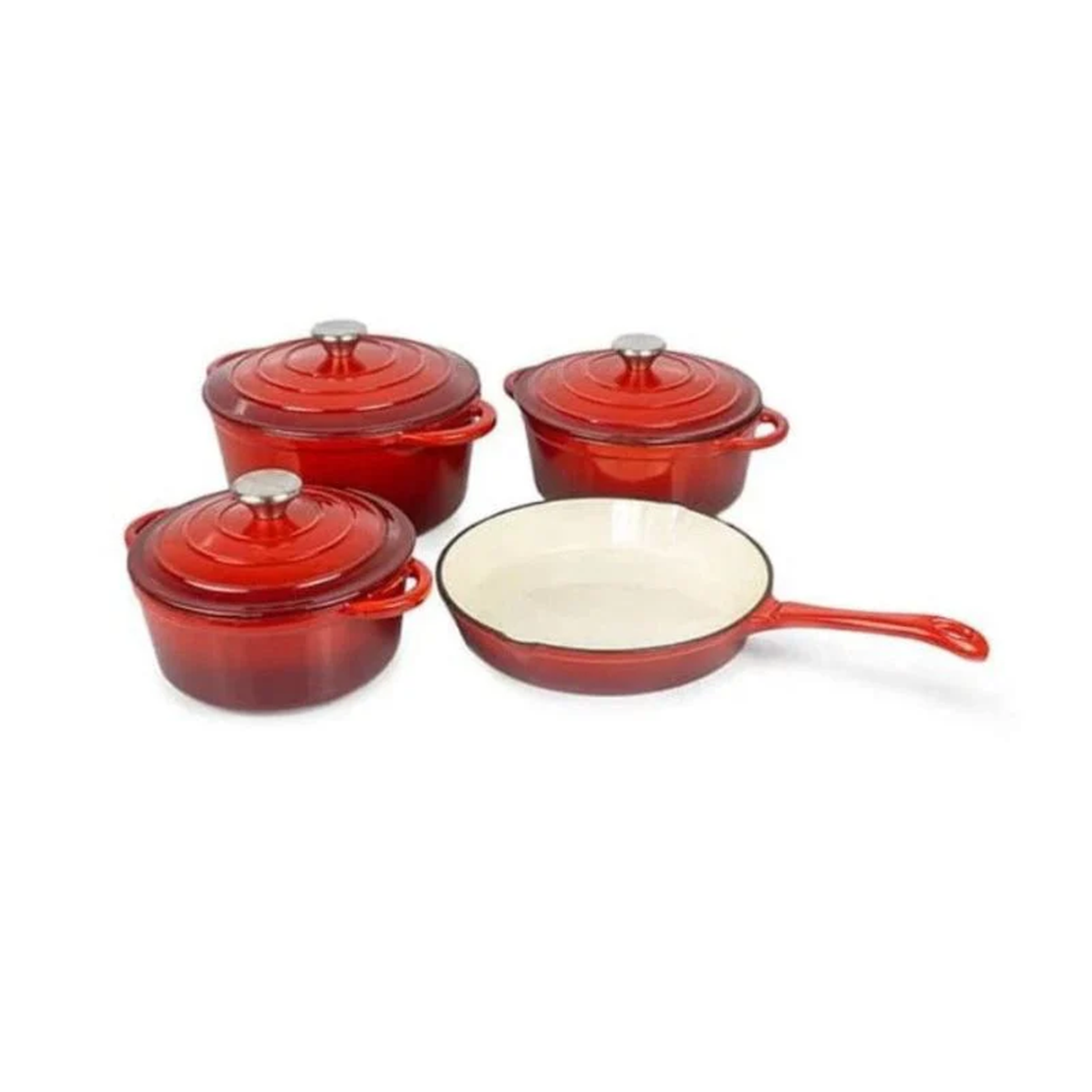 OSFE Cast Iron Cookware Set 7 Pcs - Red