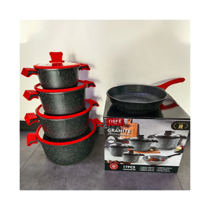 أو إس إف إي طقم أواني طهي رخامية UMC مكون من 17 قطعة – أسود