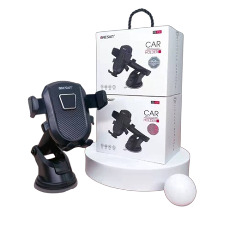 ون سام Os-F38 حامل سيارة قابل للتمديد مع دوران 360 درجة للزجاج الأمامي ولوحة القيادة – أسود