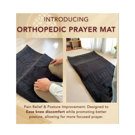 Orthopedic Islamic Prayer Mat With Knee Support - Black