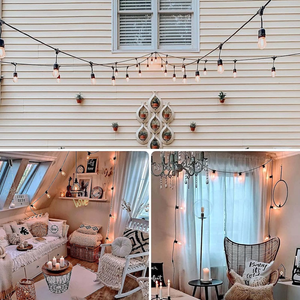 سلك إنارة خارجي لتعليق اللمبات يحتوي على 20 قاعدة لمبة - بطول 20 متر (المبات غير مشمولة)