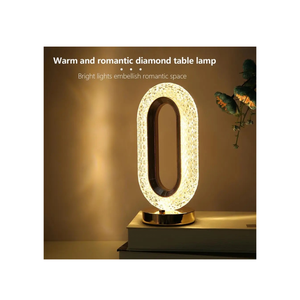 Oval Crystal Table Lamp With 3 Brightness Modes, Living Room Home Décor