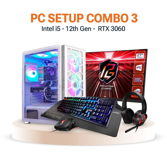 PC Setup Combo 3 - Intel i5 - 12th Gen - RTX 3060 with ASRock Phantom Gaming Monitor & XPG Special Combo - Custom Gaming Setup