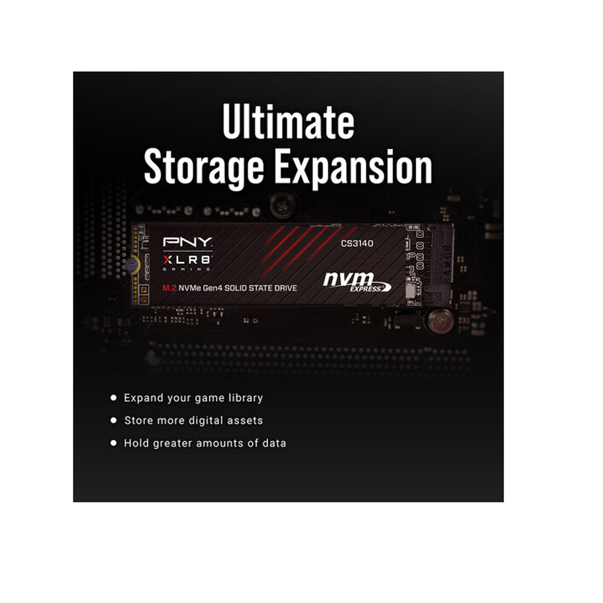 PNY XLR8 CS3140 2TB M.2 2280 PCIe Gen4X4 NVMe Internal SSD