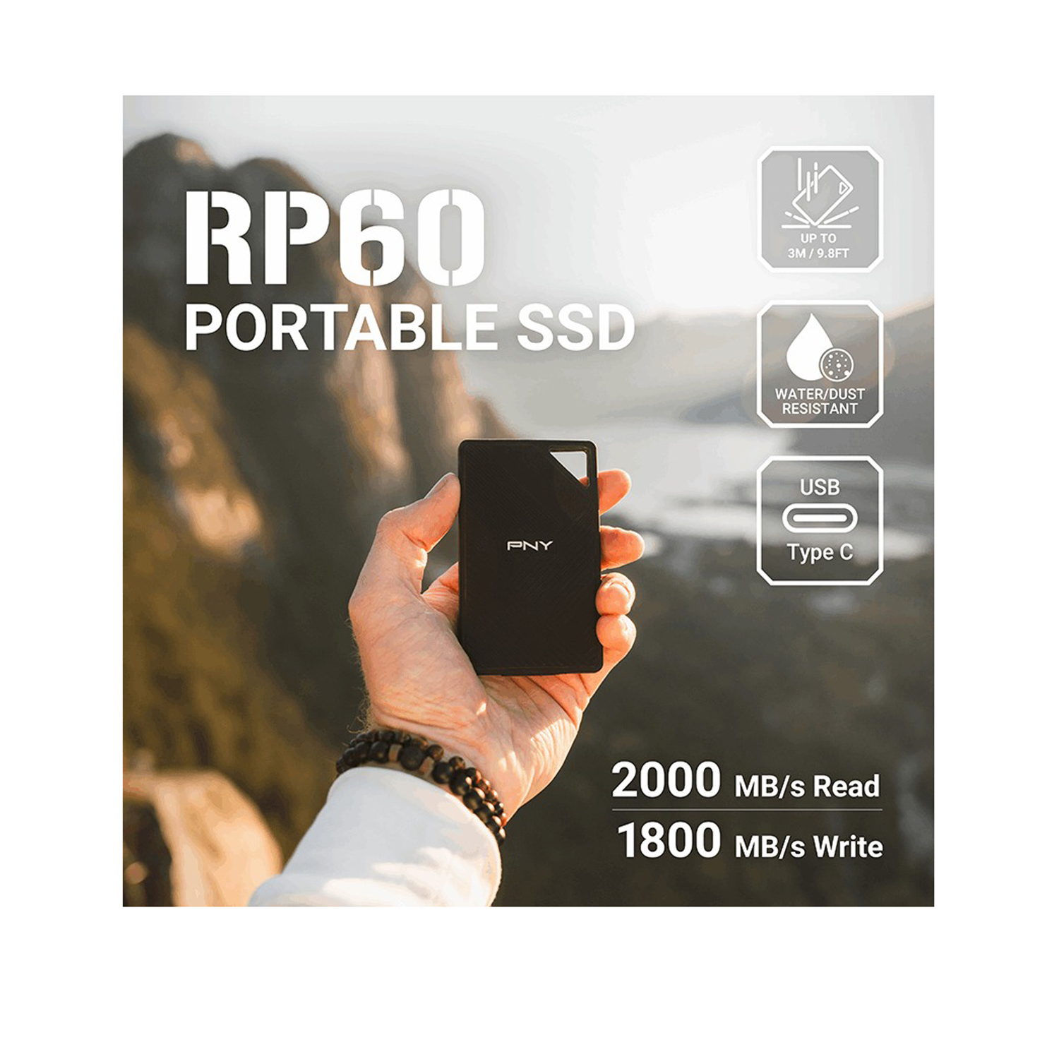 PNY RP60 1TB USB 3.2 Gen 2x2 Type-C Portable SSD