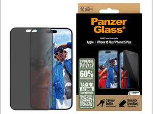 PanzerGlass® Privacy Screen Protector iPhone 16 Plus 6.7 Inch Ultra - Wide Fit - Zayoom