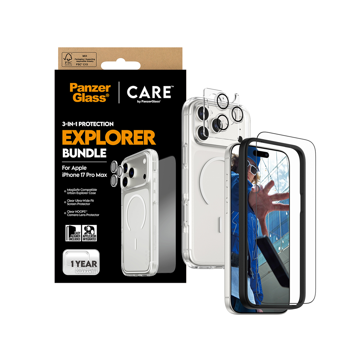 PanzerGlass CARE Explorer 3-in-1 Flagship Bundle iPhone 17 Pro Max 6.9 Inch