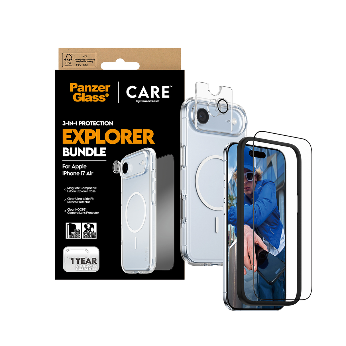 PanzerGlass CARE Explorer 3-in-1 Flagship Bundle iPhone 17 Air 6.6 Inch