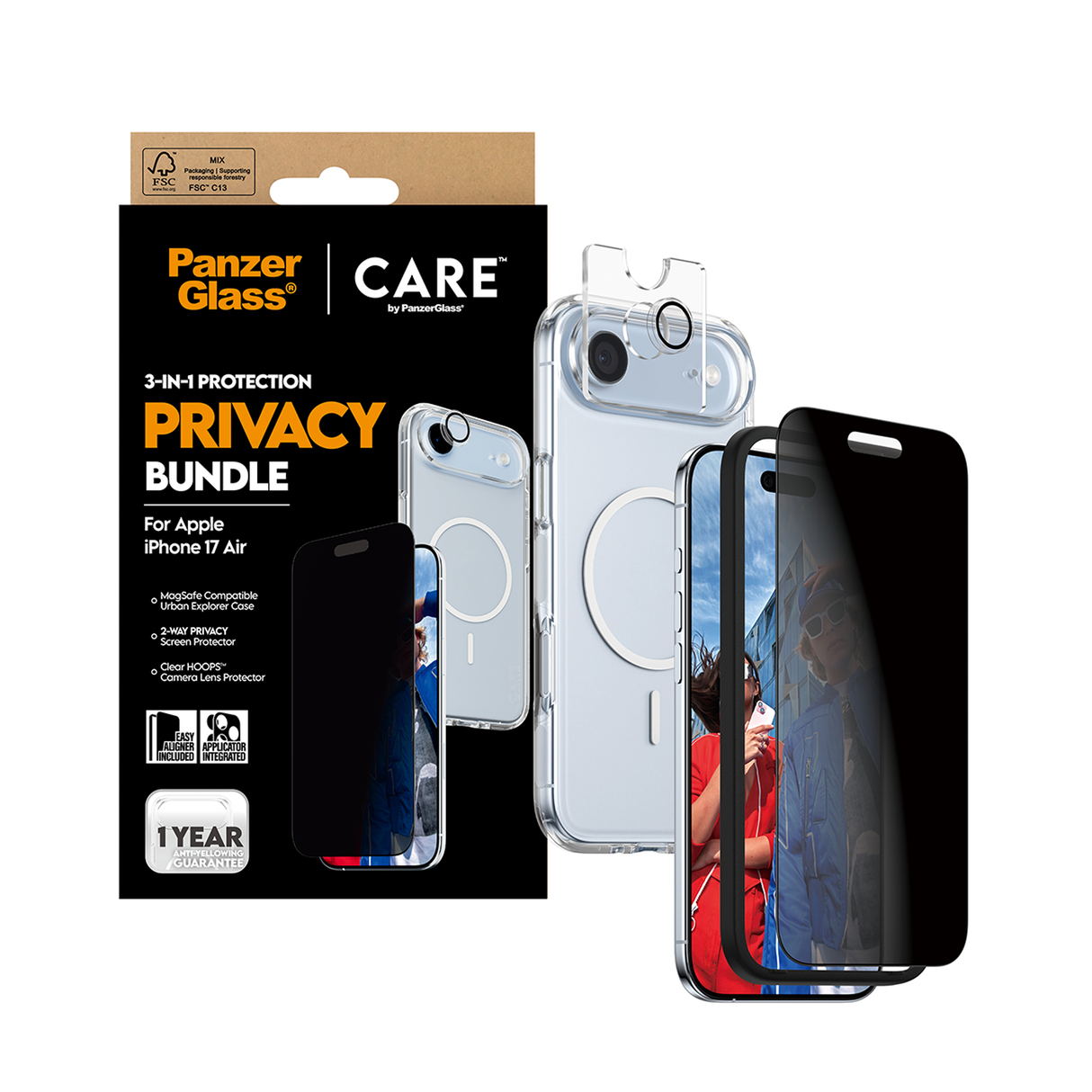 PanzerGlass CARE Explorer PG 3-in-1 Privacy Bundle iPhone 17 Air 6.6 Inch