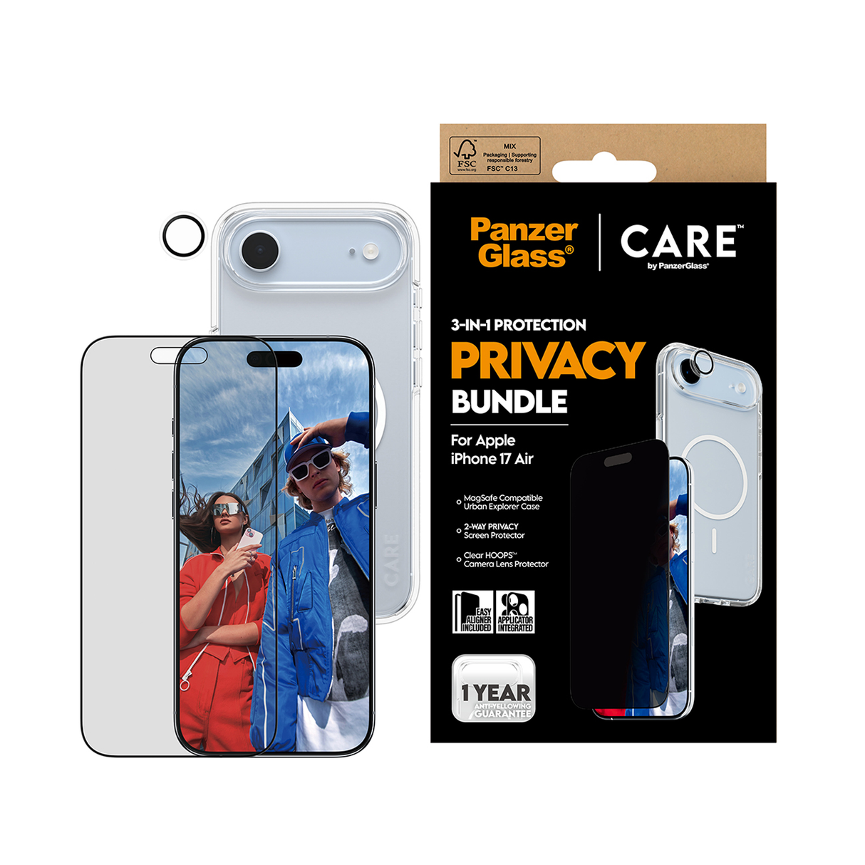 PanzerGlass CARE Explorer PG 3-in-1 Privacy Bundle iPhone 17 Air 6.6 Inch