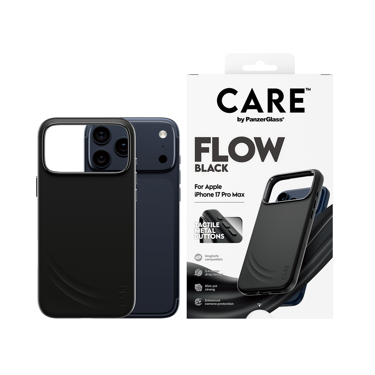 PanzerGlass CARE Feature FLOW Black Case MagSafe iPhone 17 Pro Max 6.9 Inch