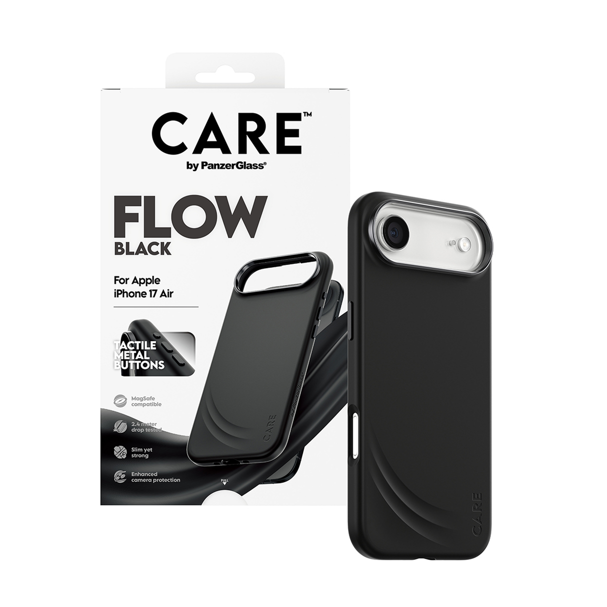 بانزر جلاس كير فيتشر فلو كفر ماجسيف متوافق مع آيفون 17 اير- ‎6.3 بوصة - اسود