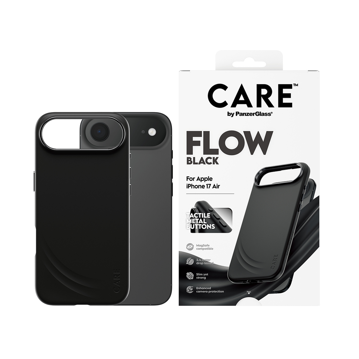 بانزر جلاس كير فيتشر فلو كفر ماجسيف متوافق مع آيفون 17 اير- ‎6.3 بوصة - اسود