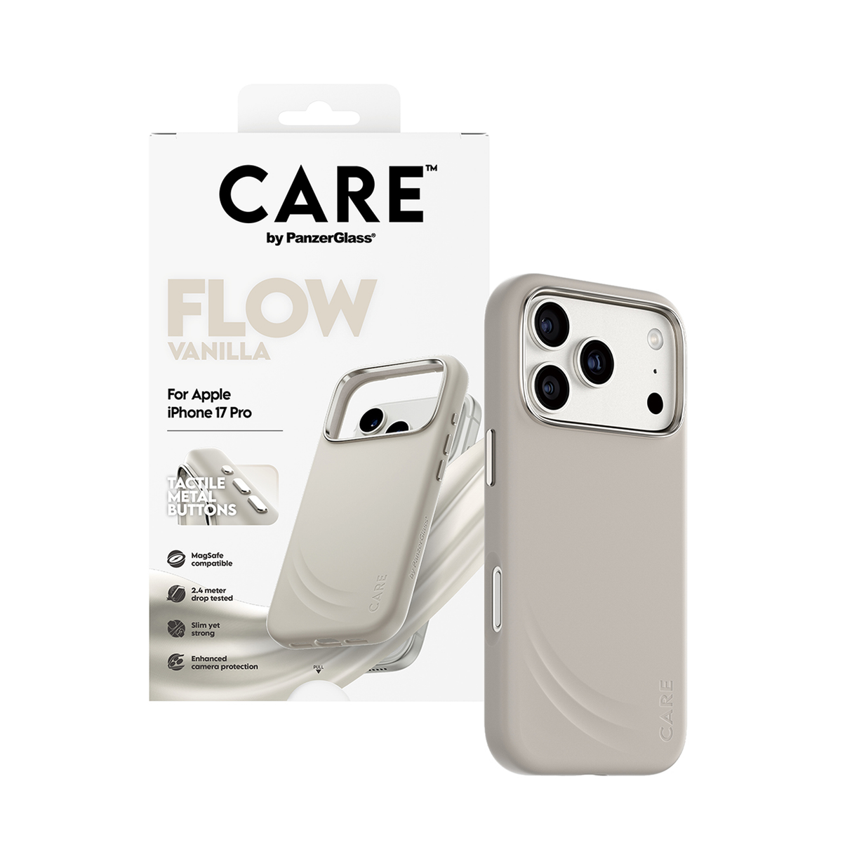PanzerGlass CARE Feature FLOW Vanilla Case MagSafe iPhone 17 Pro 6.3 Inch