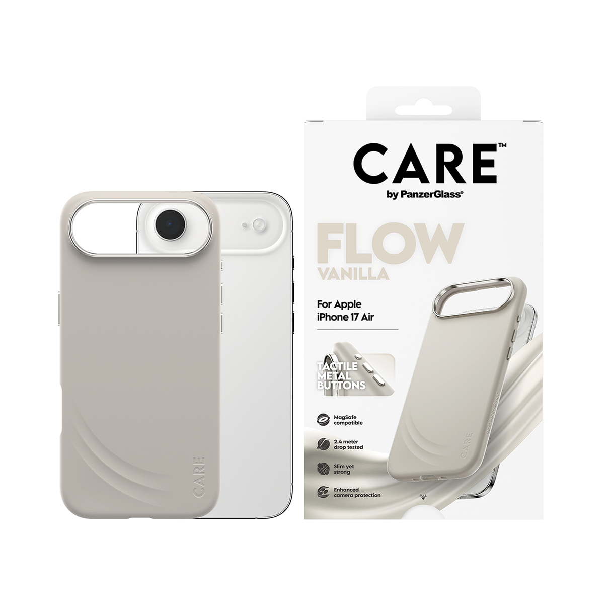 PanzerGlass Care Feature FLOW Vanilla Case MagSafe iPhone 17 Air 6.6 Inch
