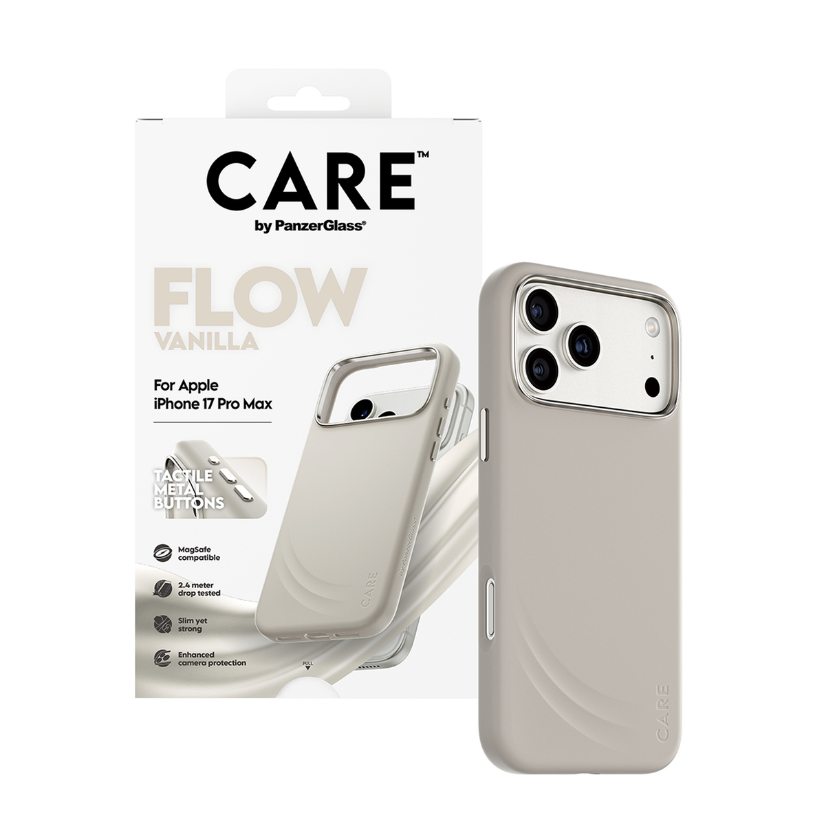 PanzerGlass Care Feature FLOW Vanilla Case MagSafe iPhone 17 Pro Max 6.9 Inch