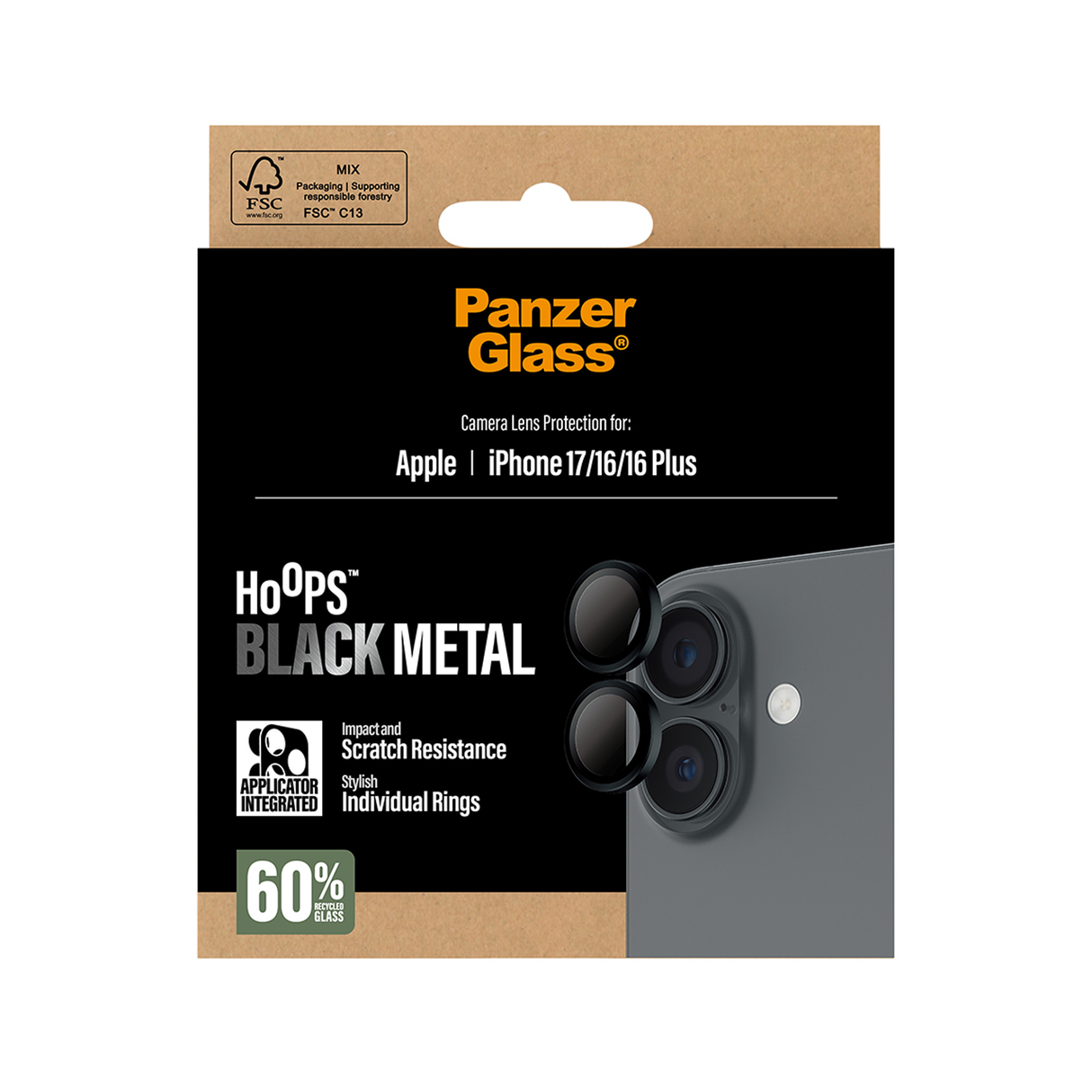 بانزر جلاس هووبز بلاك عدسة كاميرا متوافقة مع آيفون 17 - 6.3 بوصة