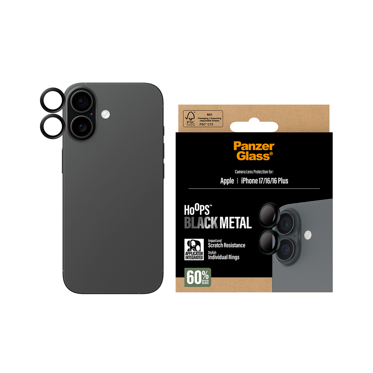 بانزر جلاس هووبز بلاك عدسة كاميرا متوافقة مع آيفون 17 - 6.3 بوصة