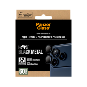 بانزر جلاس هووبز بلاك عدسة كاميرا متوافقة مع آيفون 17 برو/برو ماكس 6.3/6.9 بوصة