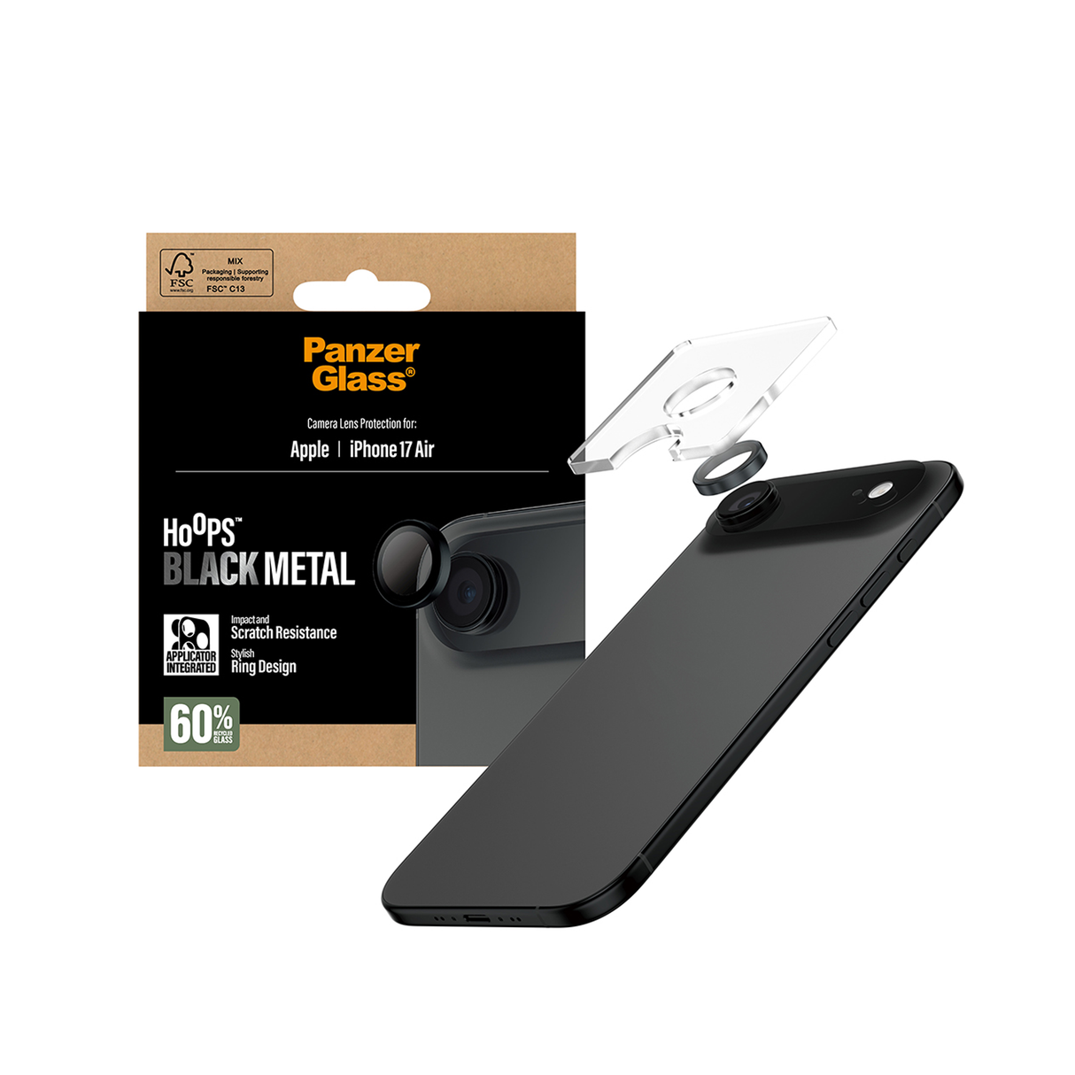 بانزر جلاس هووبز بلاك عدسة كاميرا متوافقة مع آيفون 17 إير 6.6 بوصة