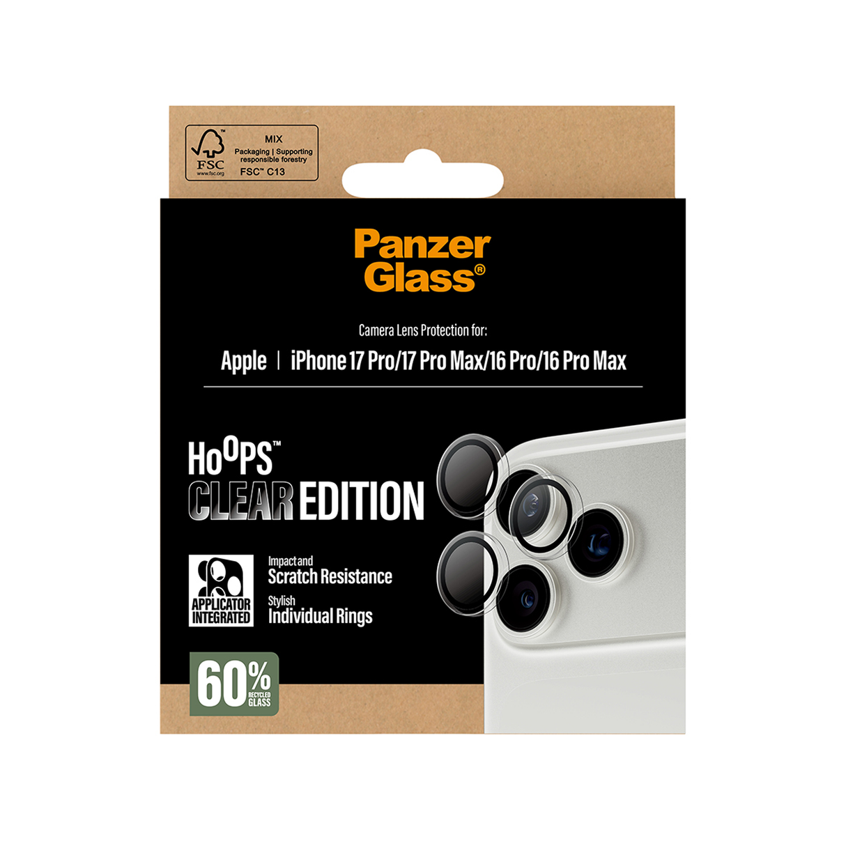PanzerGlass Hoops Transparent Camera Lens iPhone 17 Pro/Pro Max 6.3/6.9 Inch