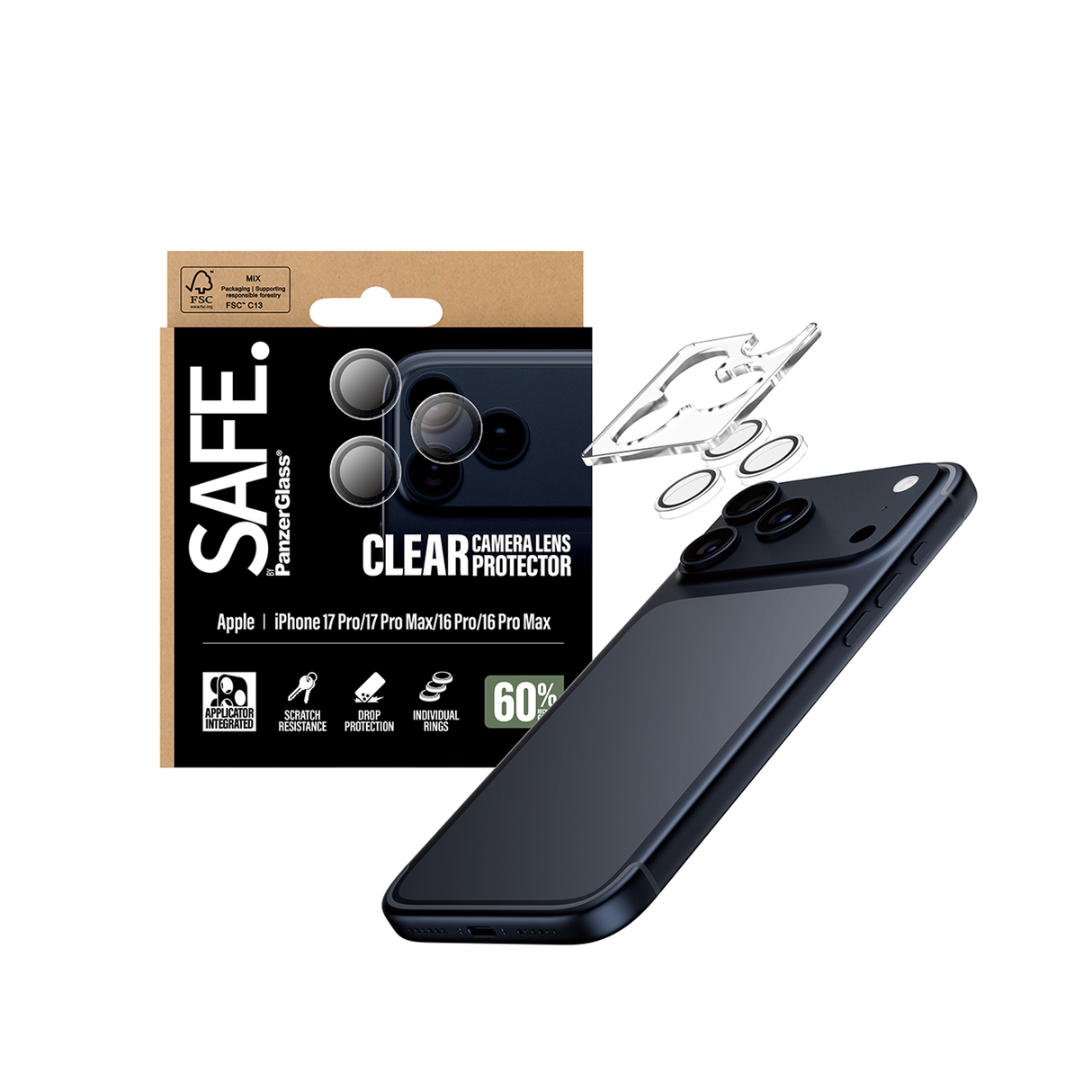 PanzerGlass SAFE Camera Lens Transparent iPhone 17 Pro/Pro Max 6.3/6.9 Inch