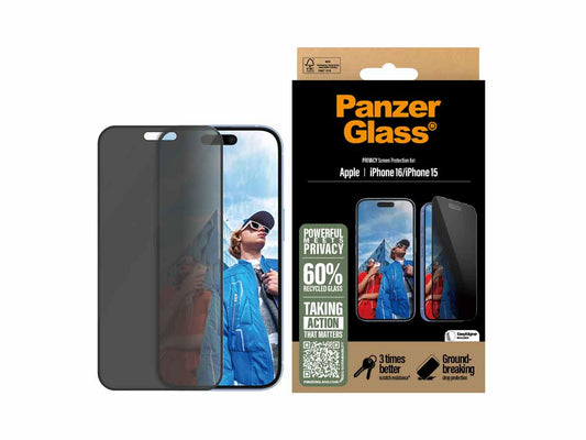 PanzerGlass® Privacy Screen Protector For iPhone 16 - 6.1 Inch Ultra - Wide Fit