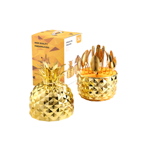 طقم أدوات مائدة 24 قطعة من الستانلس ستيل 410 على شكل أناناس