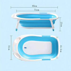 Portable Baby Bath Tub With Non-Slip Design and Extra Leg Space - Blue