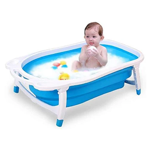 Portable Baby Bath Tub With Non-Slip Design and Extra Leg Space - Blue