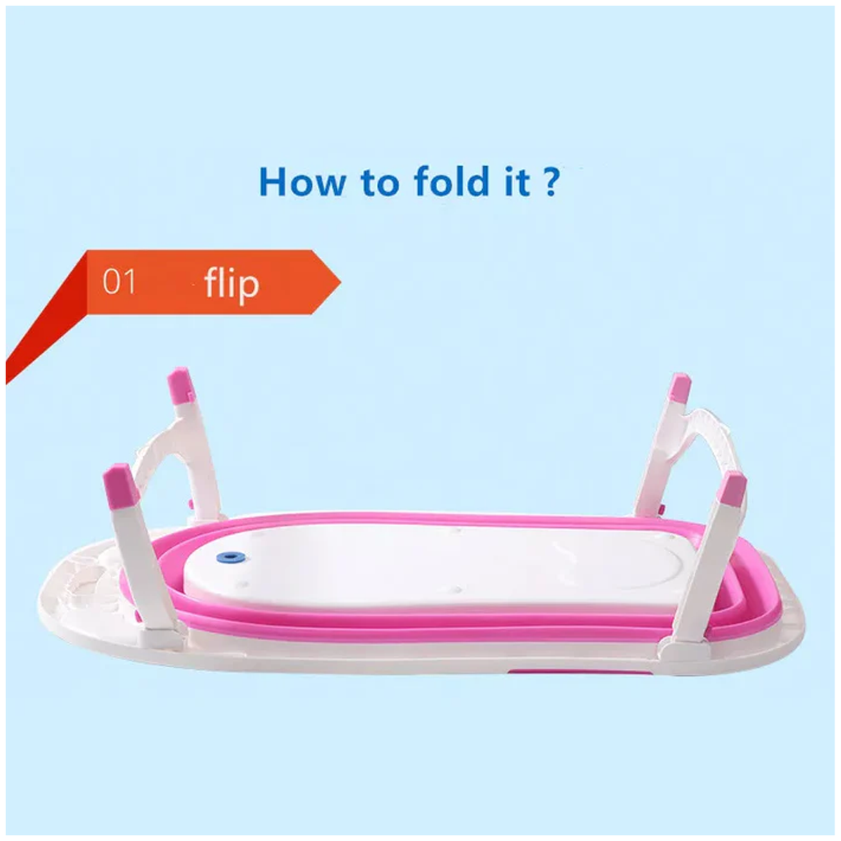 Portable Baby Bath Tub With Non-Slip Design and Extra Leg Space - Pink