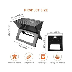 شواية فحم محمولة، موفرة للمساحة وقابلة للطي للباربيكيو