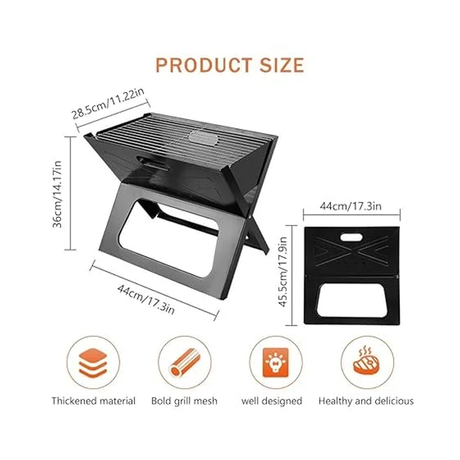 شواية فحم محمولة، موفرة للمساحة وقابلة للطي للباربيكيو
