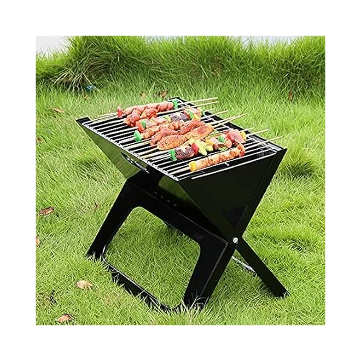 شواية فحم محمولة، موفرة للمساحة وقابلة للطي للباربيكيو