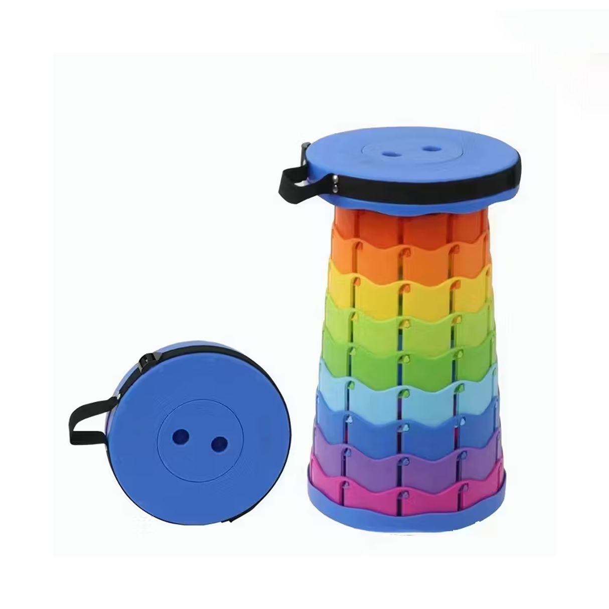 Portable Folding Stool Colored With Adjustable Height - Assorted colors