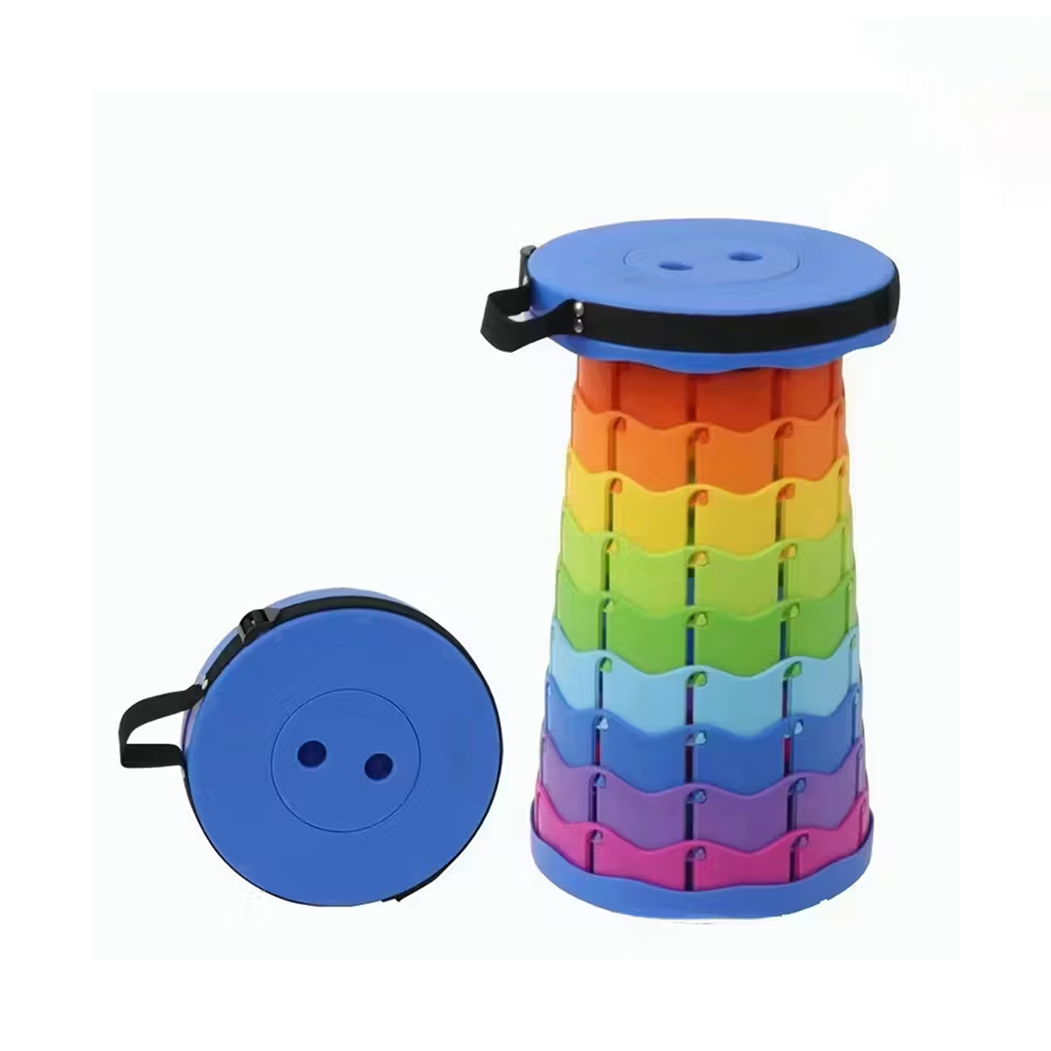 Portable Folding Stool Colored With Adjustable Height - Assorted colors