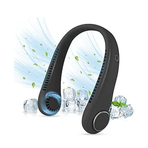 Portable Rechargeable USB Neck Fan 3 Speed - Black