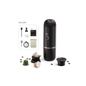 ماكينة قهوة لاسلكية محمولة وقابلة لإعادة الشحن 2 في 1 – بقدرة 19 بار