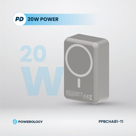 Powerology 30000mAh MagSafe Aluminum Power Bank - Titanium