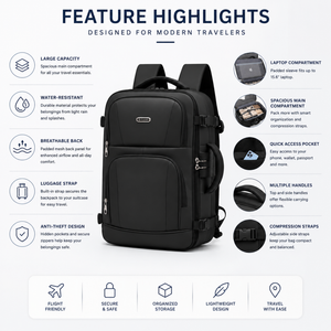 Premium Travel Backpack – Large Capacity Carry-On Backpack - CARYONBP-EOKK