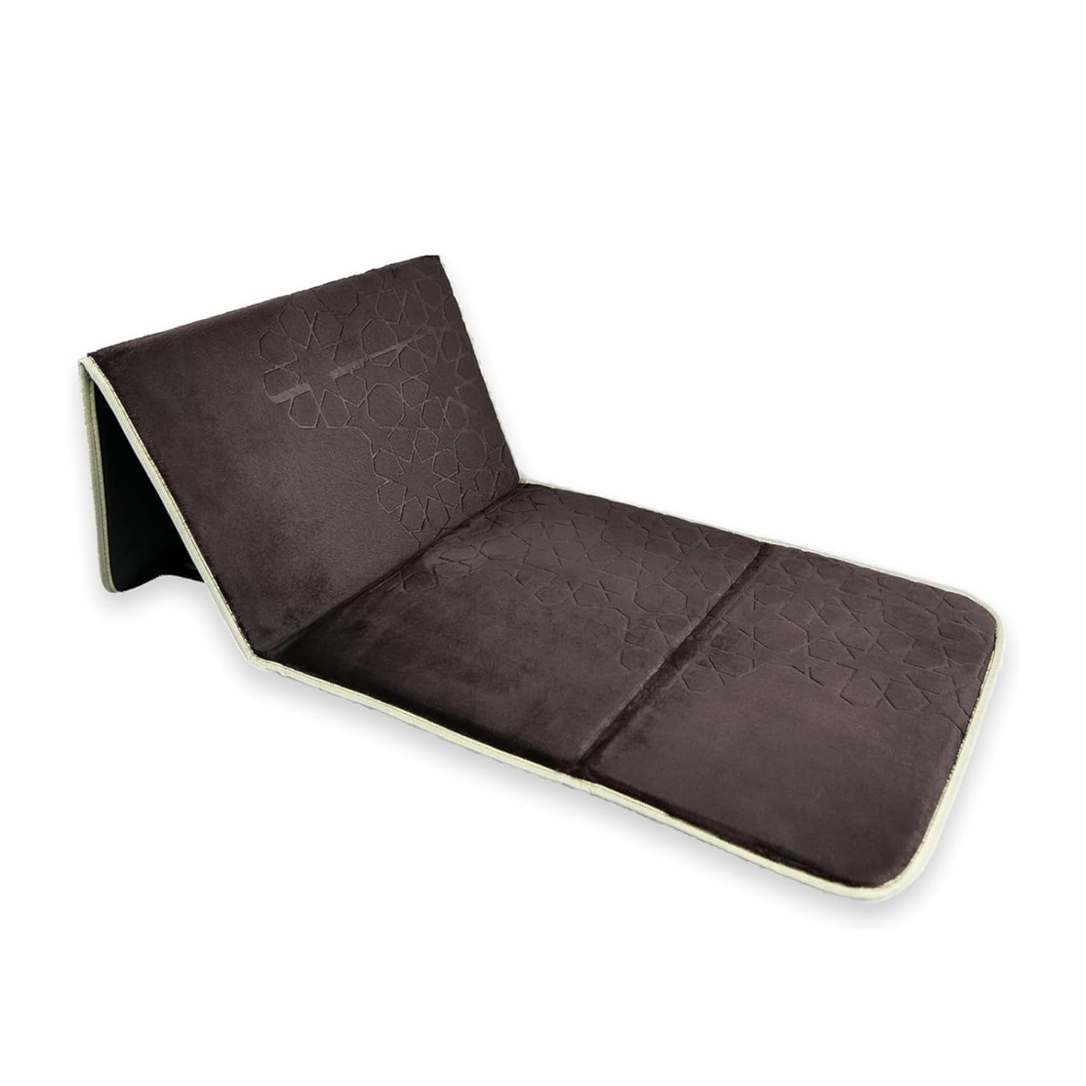 Premium Velvet Prayer Mat With Reclining Backrest 70x110 cm - Brown