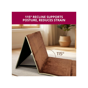 Premium Velvet Prayer Mat With Reclining Backrest 70x110 cm - Light Brown